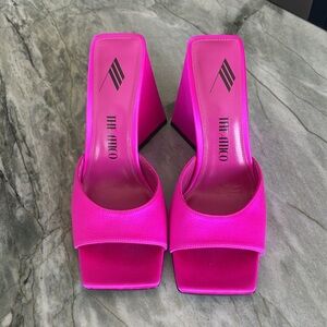 The Attico pink satin sandals